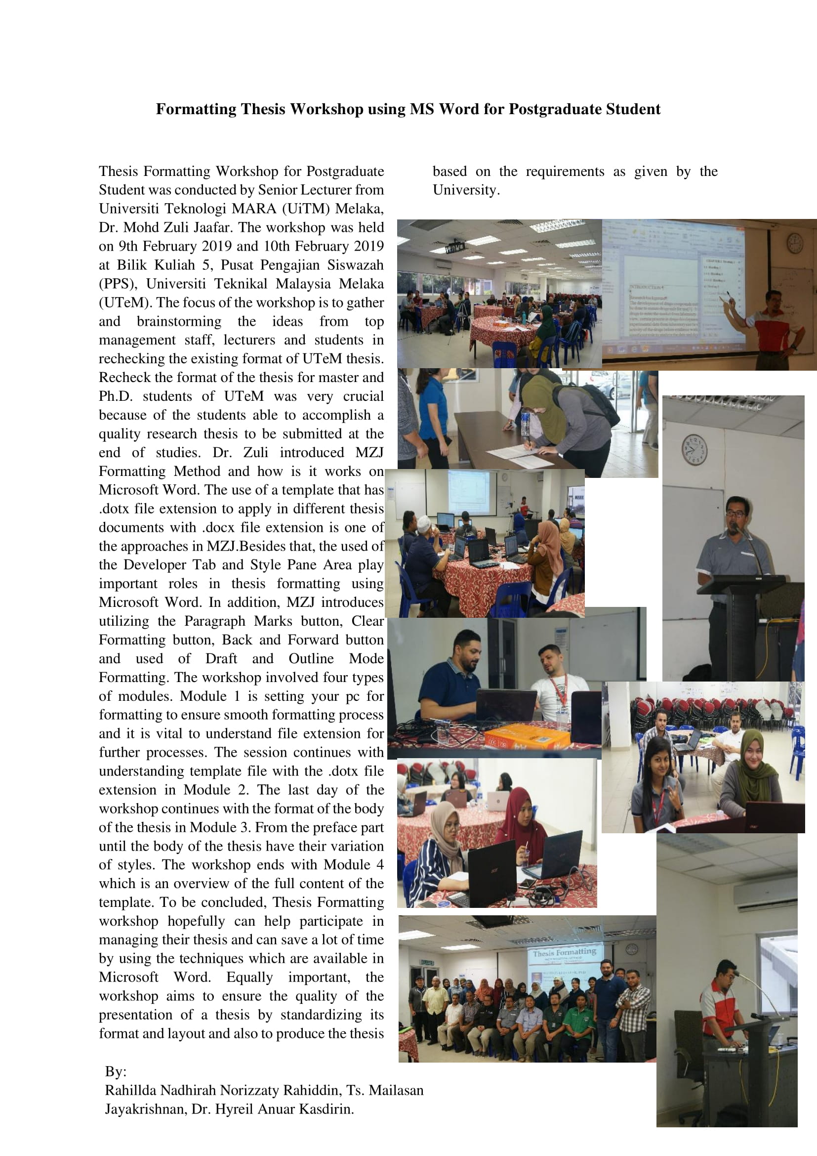 Article for Bulletin Convo 1